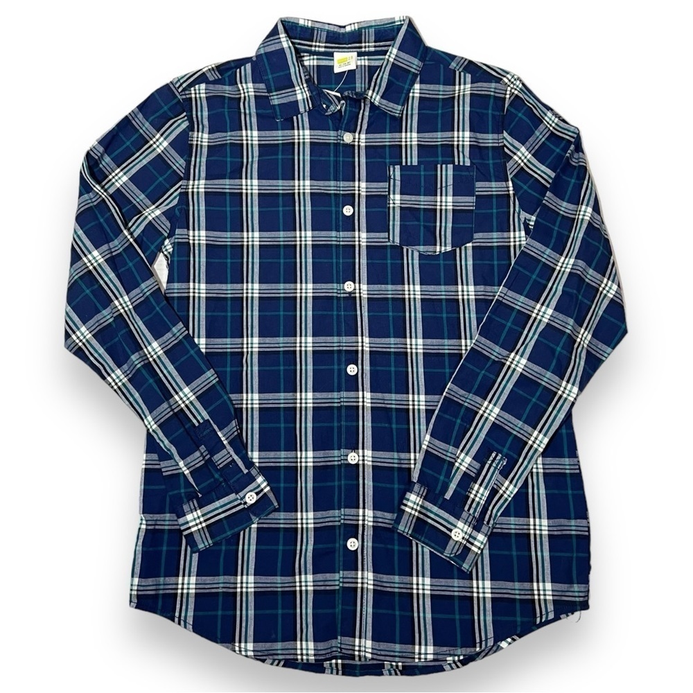 Crazy 8 Boy’s Long Sleeve Plaid Button Down Shirt Blue Size XL